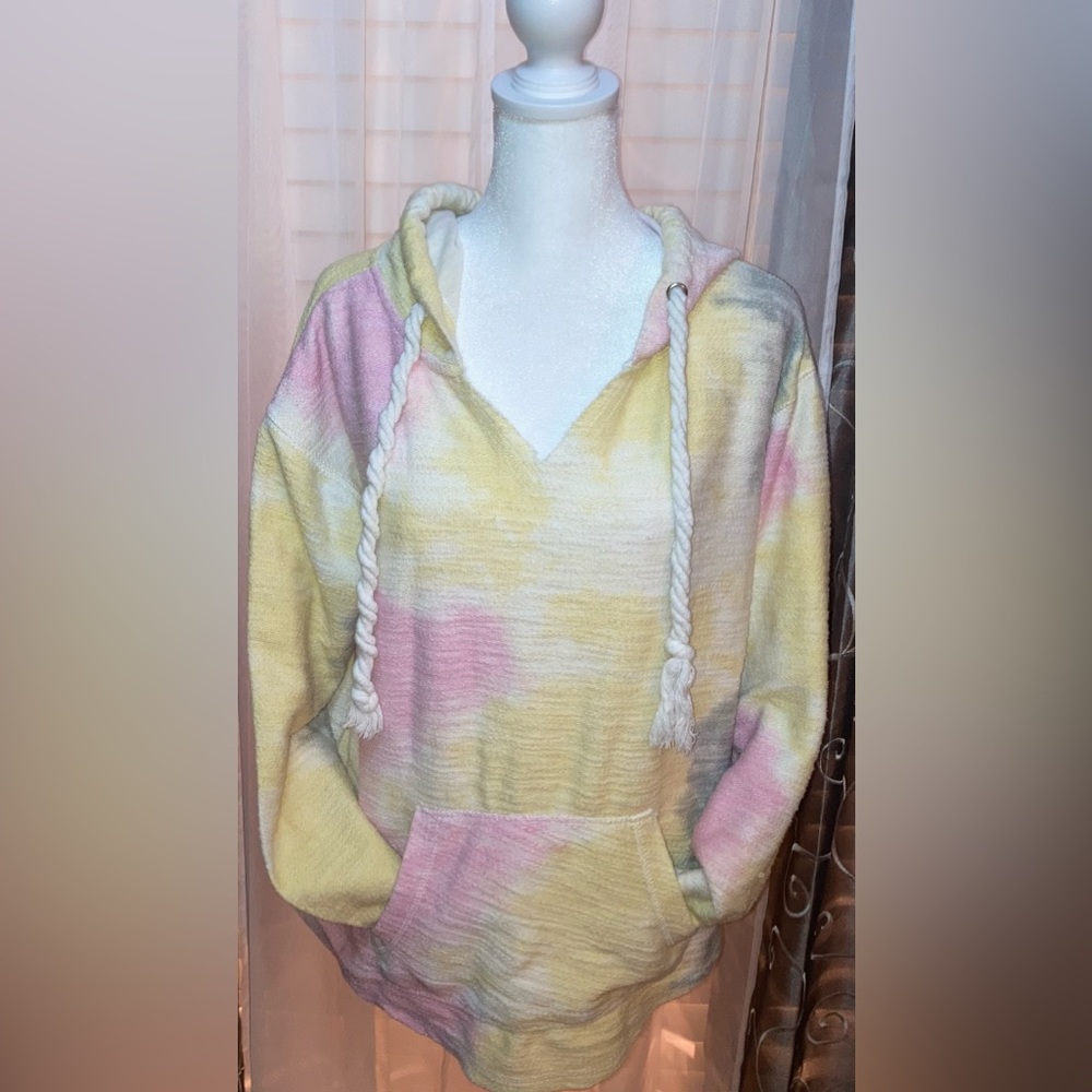 Southern Spirit Bathing suit Cover Hoodie Picket Pastel Tie Dye Relaxed Fit M